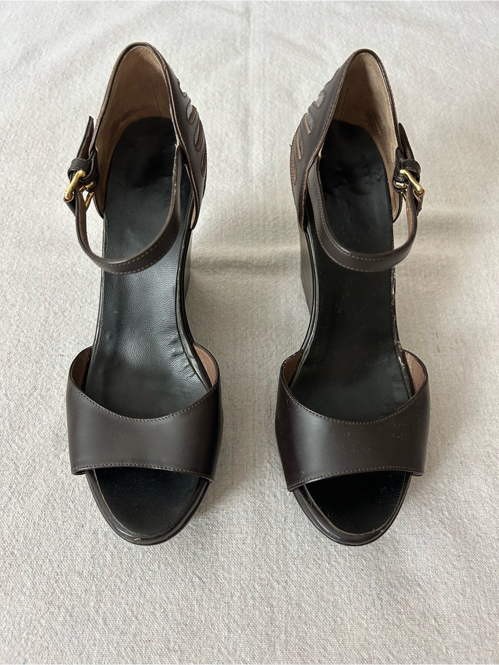 Marni Dark Brown Platform Wedge Sandals